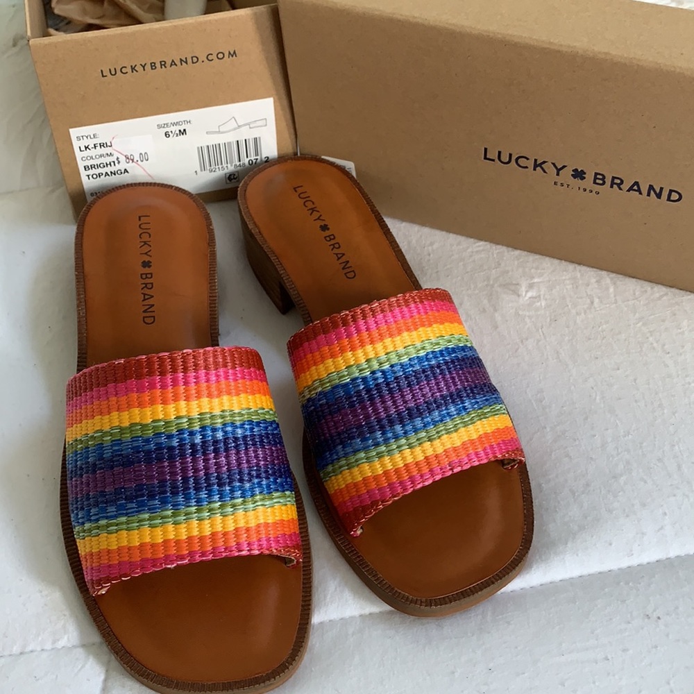Multicolor Raffia Slides size 6.5
